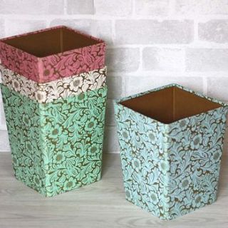 recycled floral waste paper bin by heart & parcel