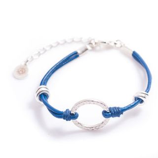 silver hoop leather bracelet by francesca rossi designs