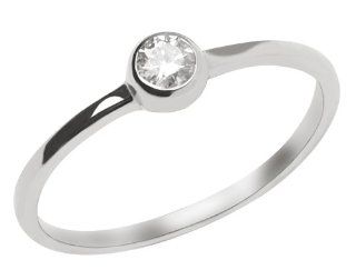 14k White Gold Bezel Set Diamond Ring (1/8 cttw, H I Color, I2 I3 Clarity), Size 7 Jewelry