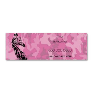 Pink Camo Giraffe   Skinny Business Card Business Card