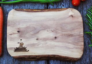 personalised tree carving chopping board by the rustic dish