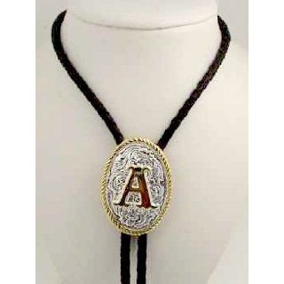 Silver/gold Plated Monogram Letter "A" Bolo Tie Clothing