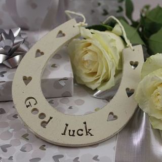 'just married' good luck lucky horseshoe by nest