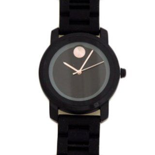 Paul Jardin Men's Everyday Watch Black Silicone Band, All Black Face with Bronze Accents Watches