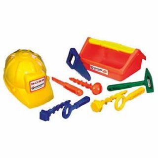 Builder Tool Set with Hard Hat and Tool Box 6 pieces PVC Free   Toy Vehicles