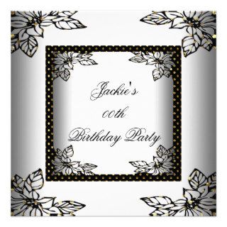 Black White Gold Elegant Birthday Party Custom Invitation