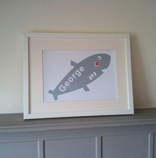 child's personalised shark print by little chip