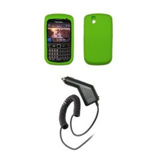 BlackBerry Bold 9650   Neon Green Soft Silicone Gel Skin Cover Case + Rapid Car Charger + Wall Travel Home Charger for BlackBerry Bold 9650 Cell Phones & Accessories
