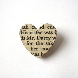 pride and prejudice book page brooch by house of ismay