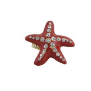 Starfish Stretch Ring Oversize Crystals Red Clothing