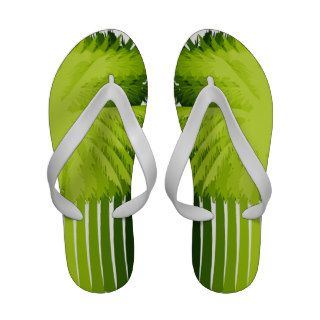 Green Shaded Palm Trees Flip Flops