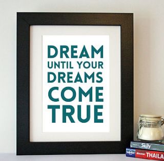 'dreams come true' inspirational quote print by hope and love