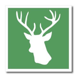 ht_112847_2 InspirationzStore Deer designs   White deer head silhouette on green   stag with antlers shadow   stylish modern contemporary xmas   Iron on Heat Transfers   6x6 Iron on Heat Transfer for White Material Patio, Lawn & Garden