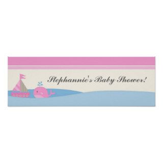 22.5"x7.5" Personalized Banner Pink Nautical Boat Print