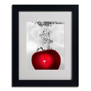 Roderick Stevens 'Red Apple Splash' Framed Matted Giclee Art Trademark Fine Art Canvas