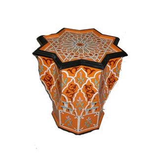Handpainted Arabesque Wooden Moroccan Star End Table (Morocco) Coffee, Sofa & End Tables