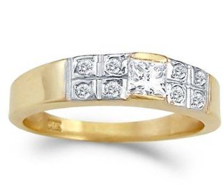 Princess Anniversary Ring CZ 14k Yellow Gold Wedding Band (1/2 Carat) Jewel Tie Jewelry