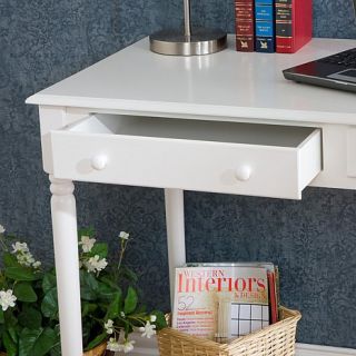Crisp White Writing Desk with 2 Drawers