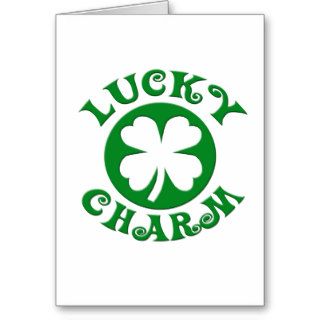 Lucky Charm Green/White Circle Greeting Card