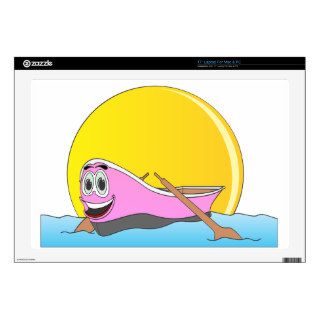Pink Row Boat Cartoon Skins For 17" Laptops