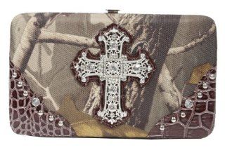 Emperia Women's Wallet/Clutch with Push Button Closure and Embellished Silver Rhinestone Cross, Realtree Light Green/Brown, Small  Sports & Outdoors