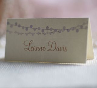 fairy lights name place cards by beautiful day