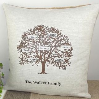 ' family tree ' personalised cushion by rustic country crafts