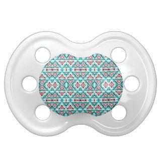 Aztec, Tribal Fabric. Native American Pattern Of Baby Pacifiers