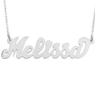 14wLee321H 14 K/W Gold 1 3/4" Large size Personalized High Polished Classic Name Necklace Jewelry