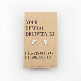 'your special delivery' silver earrings by wue