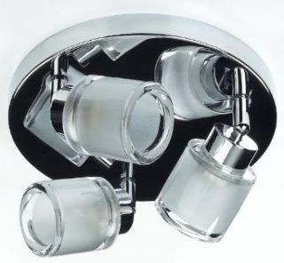 Canarm ICW334A03CH9 Allure 3 Bulb Flush Mount Track Light, Chrome with Opalescent Glass   Close To Ceiling Light Fixtures  
