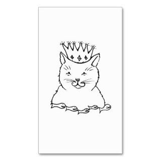Cat King   fun feline royalty art drawing design Business Card