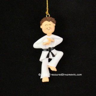 Ornament Central OC 024 MBR Male Karate Christmas Ornament, 3 1/2 Inch, Brown   Decorative Hanging Ornaments