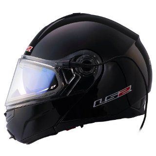 LS2 Helmets FF386 Snow Electric Modular Snowmobile Helmet (Solid Gloss Black, Medium) Automotive