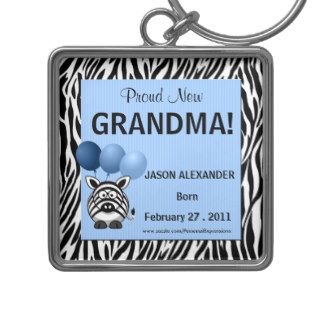 Zebra Proud New Grandma Personalized Keychain