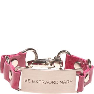 Cynthia H Designs Message Bracelet   Be Extraordinary   Raspberry Leather