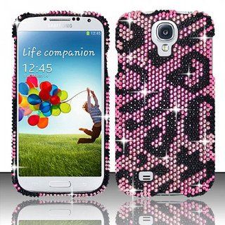 Pink Cheetah Bling Gem Jeweled Crystal Cover Case for Samsung Galaxy S4 S IV SIV Cell Phones & Accessories