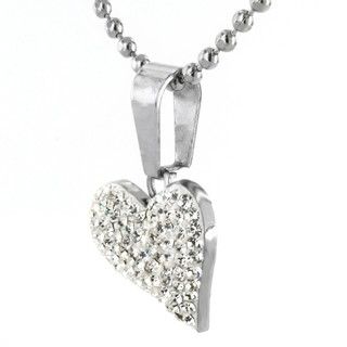 High polish Stainless Steel Crystal Heart shaped Pendant Necklace West Coast Jewelry Crystal, Glass & Bead Necklaces