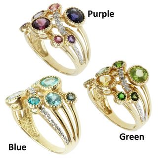 Michael Valitutti 14k Yellow Gold Choice of Multi gemstone and Diamond Ring Michael Valitutti Gemstone Rings