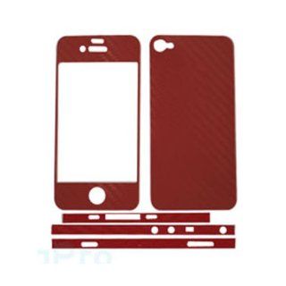 Carbon Fiber Skin Sticker Shield Guard Full Body Cover for iPhone 4 4G (Red) Cell Phones & Accessories