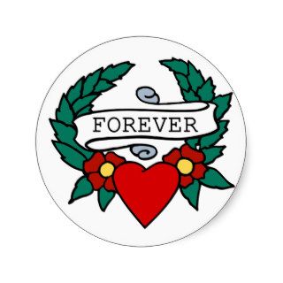 Love Forever Heart Round Sticker