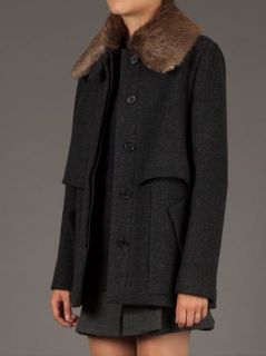 Marni Beaver Fur Collar Coat