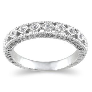 Szul 14K White Gold Round Cut Diamond Wedding Ring
