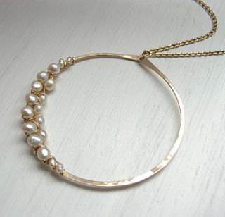 hand forged pearl woven circle necklace by sarah hickey
