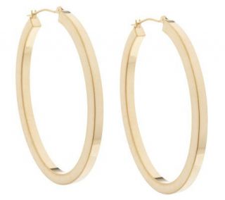 Savor 14K Gold Bonded 1 1/2 Square Tube Oval Hoop Earrings —