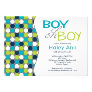 Boy oh Boy dots baby shower invitation