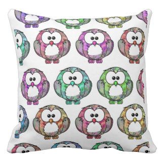 Cute whimsical cartoon floral adorable owls pillows