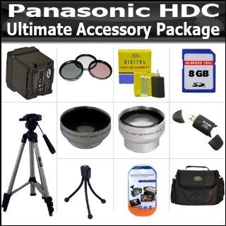 Ultimate Accessory Package For Panasonic HDC HS300K HDC HS300 TM300 HDC TM20 TM20S TM20K HS250 HDC SD1 Includes Matching Set Wide lens, Telephoto Lens and Fillter Set, 8GB Memory, Case, Tripod, 4HR Battery, Charger + More  Camera & Photo