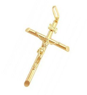 3D Crucifix Jesus Cross Pendant 14k Yellow Gold Charm Jewel Tie Jewelry
