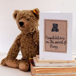 personalised handmade new baby boy card by handmade at poshyarns